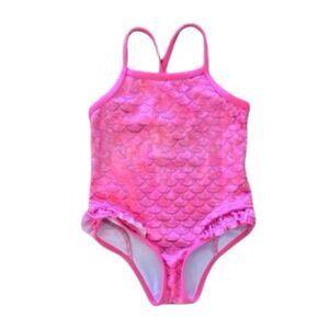 Pink Platinum Infant Girls Swimsuit One piece Coral Metallic Shimmer Mermaid 18M